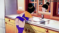 chichi gets stuck in the kitchen in dragon ball z ex 3 part 2