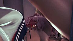 Yaoi Femboy Sissy Crossdresses For Hardcore Bareback Sex In Subway.