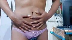 Sissy in lingerie gets flogged and fucked