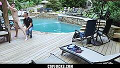 Skinny Perp Takes Officer’s Load in Bareback Ass Action