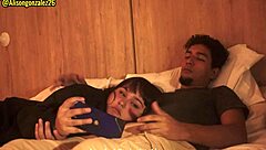 watching a movie with stepbrother, accidentally sucking his cock, almost getting caught