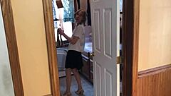 A sexy milf gives in to a neighbor boy in the laundry room