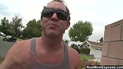 hot milf by the pool invites waterboy in on a hot day for rough fucking.