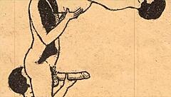 the erotic alphabet comic in vintage style