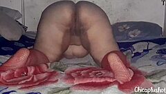 I dress sexy in red stockings to seduce my roommate.