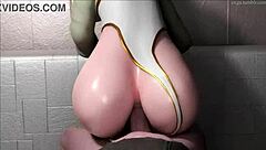 Big cock penetrates blonde's big ass in Nier hentai