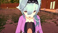 eula relaxes by the pool in genshin impact part 1