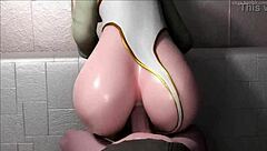 Big cock penetrates blonde's big ass in Nier hentai