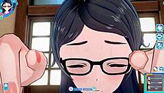 Koikatsu Sunshine Girl with Glasses in a face to face sitting position