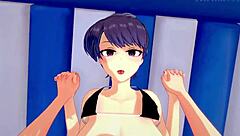 Beautiful anime babe Shuuko Komi in hot 3D action