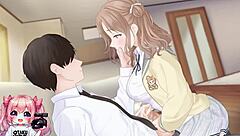Hot college student gives a good hand job and rides the dick for the cum shot