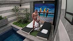 Blonde Cleaning Lady Gives Blowjob in Hotel Suite