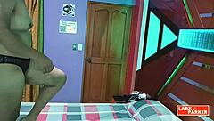 Chubby Mexican babe Esther shows off her huge ass in doggy style from another angle.