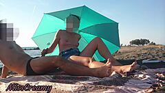 i flashed my cock on public beach, stepdaughter helped me cumshot in risky sex