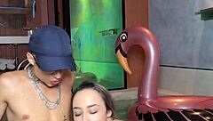 Brazilian Brunette Swallows Big Cock