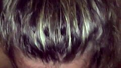 Blonde BBW performs sloppy blowjob on big black cock