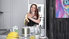 fucked slutty maid and fed her cum