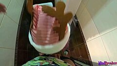 Hot redhead step sister in toilet for steamy holiday action