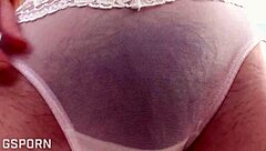 Beautiful brunette MILF showing off her hairy treasure in her panties