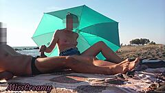 i flashed my cock on public beach, stepdaughter helped me cumshot in risky sex