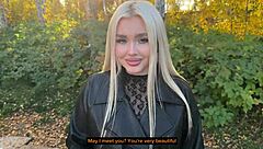 Beautiful girl on the street turns into a hot slut
