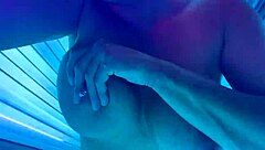 Big tits solo pleasure in a tanning bed sauna
