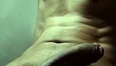 Asian man masturbates and has a huge ejaculation at home