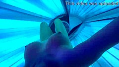 Big tits solo pleasure in a tanning bed sauna