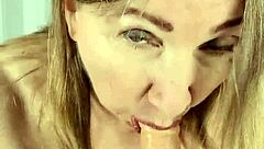 Stepmother undressing and giving big tits a solo pleasure
