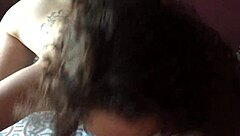 Seductive muse gives a dirty talk while giving blowjob