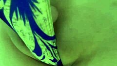 Gorgeous gold leotard long anal plug training session