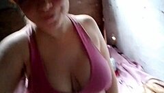 Blonde mel masturbates on webcam video call