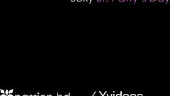 At the party, brunette gives blowjob and swallows cum