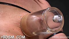 Beautiful woman tied up and given great pleasure on her clitoris