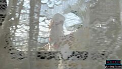 big natural tits latina model azura grace strips clothes