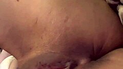 Close up of a puffy pussy lip masturbation scene with a happy ending