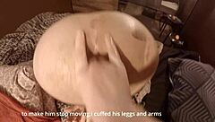 Diy strapon experience with handcuffs and couple play