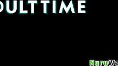 Petite Asian Masseur With Tattoos Gives Nuru Massage To Black Client