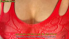 beautiful latina brunette guides your cock in lingerie.