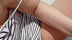 Hot Arabian woman gives me a blow job outside