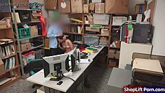 LP officer's finger action on redhead thief's pussy
