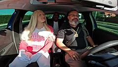 Tattooed hotties Tiffany and Latrell in wild car action