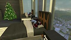 Shemale and lesbian Christmas morning sex holiday cheer