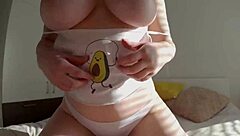 Beautiful brunette gets some help with a balloon and enjoys some hot sex with her roommate