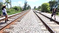 1 on 1 muff diving with a huge cock worshiper on a train