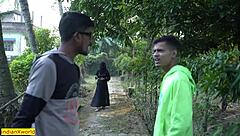 Indian hijab girl gets fucked hard by husband's friend