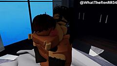 Beautiful girl gets romantic sex in Roblox role play game