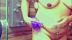 Steamy solo bath helps me cool down and climax