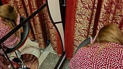 Neighbor bangs chubby redhead over slutty outfit