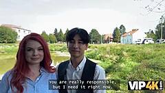 Sexy Redhead Miss Olivia Fucks In Public Street POV Cuckold Scene With Big Tits